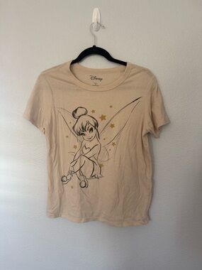 Disney Beige Black Tinker Bell Animation Graphic Tee Size Medium